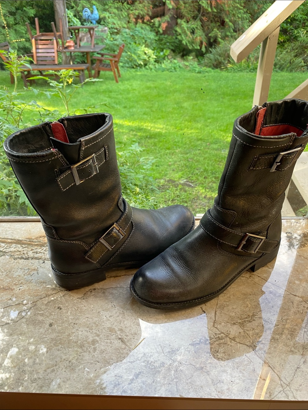 Womens kodiak black mid calf boots sz 8.5 waterproof with red leather lining